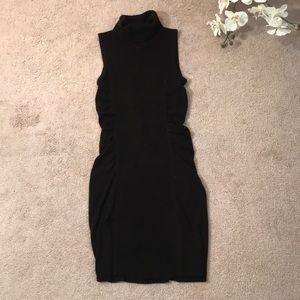Black turtleneck sleeveless sweater dress
